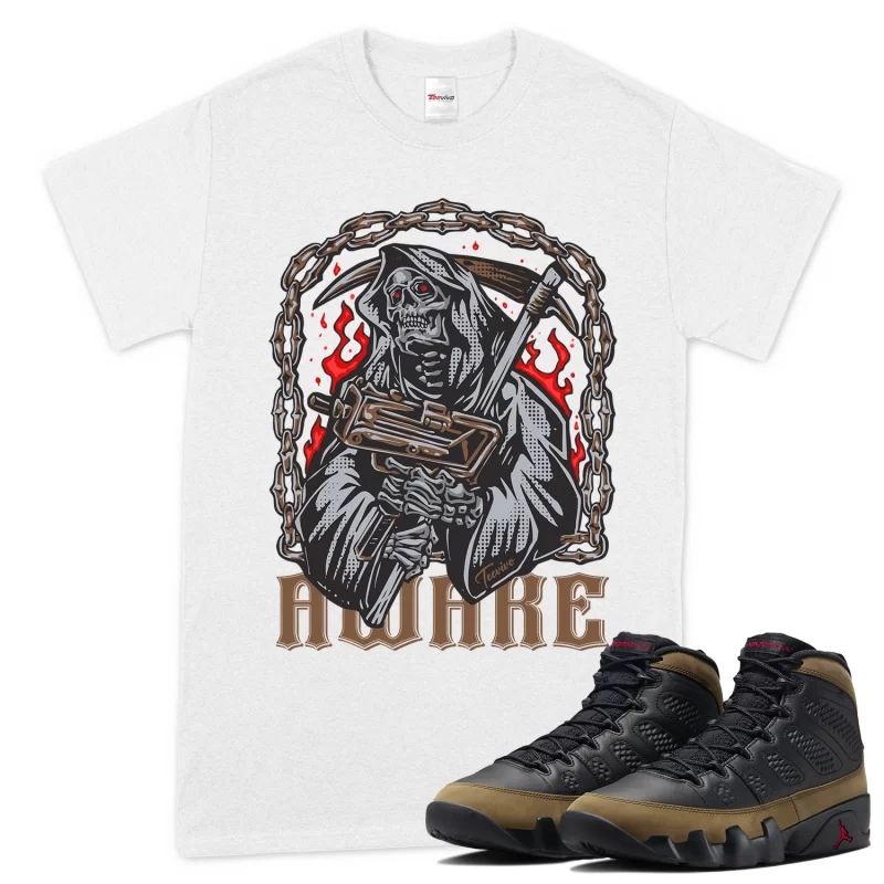 TeeVivo T-Shirt Match Air Jordan 9 Retro Olive Awake – Air Jordan 9 Shirt, AJ9 Shirt
