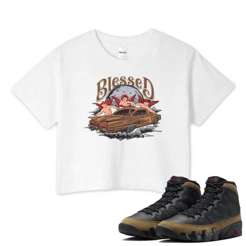 TeeVivo Crop Top Match Air Jordan 9 Retro Olive Blessed – Air Jordan 9 Crop Top, AJ9 Crop Top