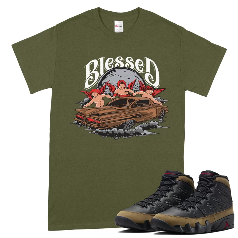 TeeVivo T-Shirt Match Air Jordan 9 Retro Olive Blessed – Air Jordan 9 Shirt, AJ9 Shirt