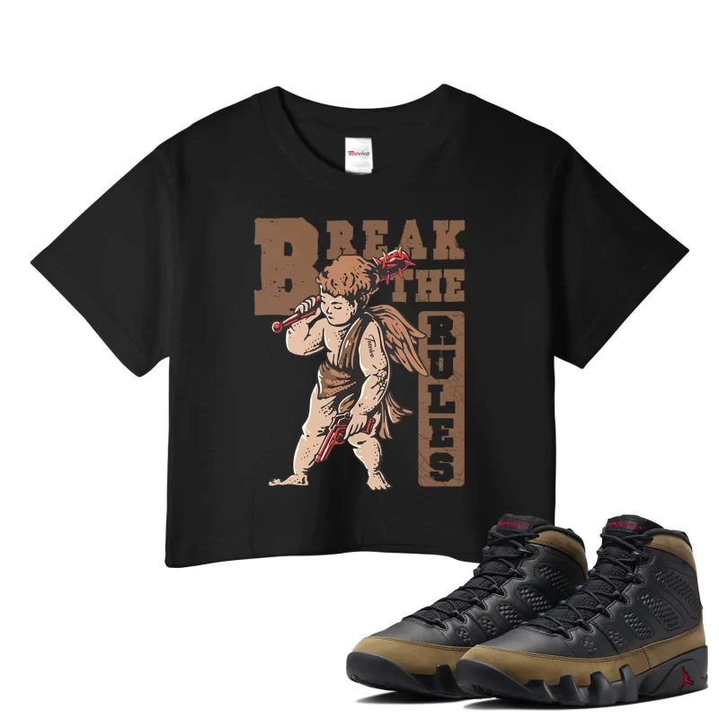 TeeVivo Crop Top Match Air Jordan 9 Retro Olive Break the rules – Air Jordan 9 Crop Top, AJ9 Crop Top
