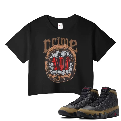 TeeVivo Crop Top Match Air Jordan 9 Retro Olive Crime – Air Jordan 9 Crop Top, AJ9 Crop Top