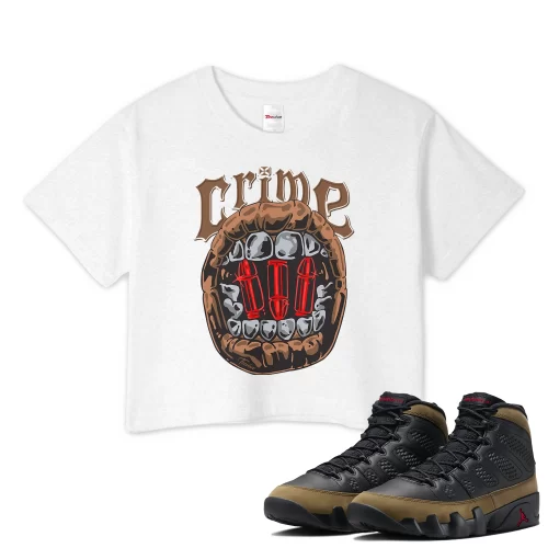TeeVivo Crop Top Match Air Jordan 9 Retro Olive Crime – Air Jordan 9 Crop Top, AJ9 Crop Top