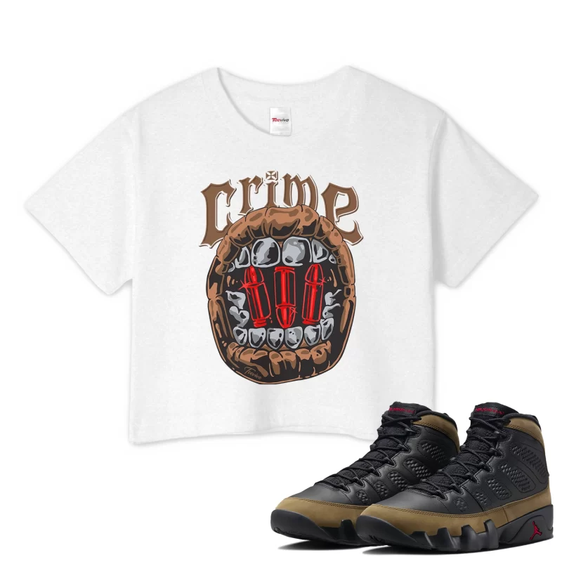 TeeVivo Crop Top Match Air Jordan 9 Retro Olive Crime – Air Jordan 9 Crop Top, AJ9 Crop Top