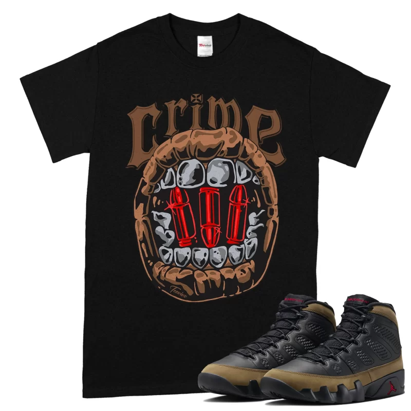 TeeVivo T-Shirt Match Air Jordan 9 Retro Olive Crime – Air Jordan 9 Shirt, AJ9 Shirt