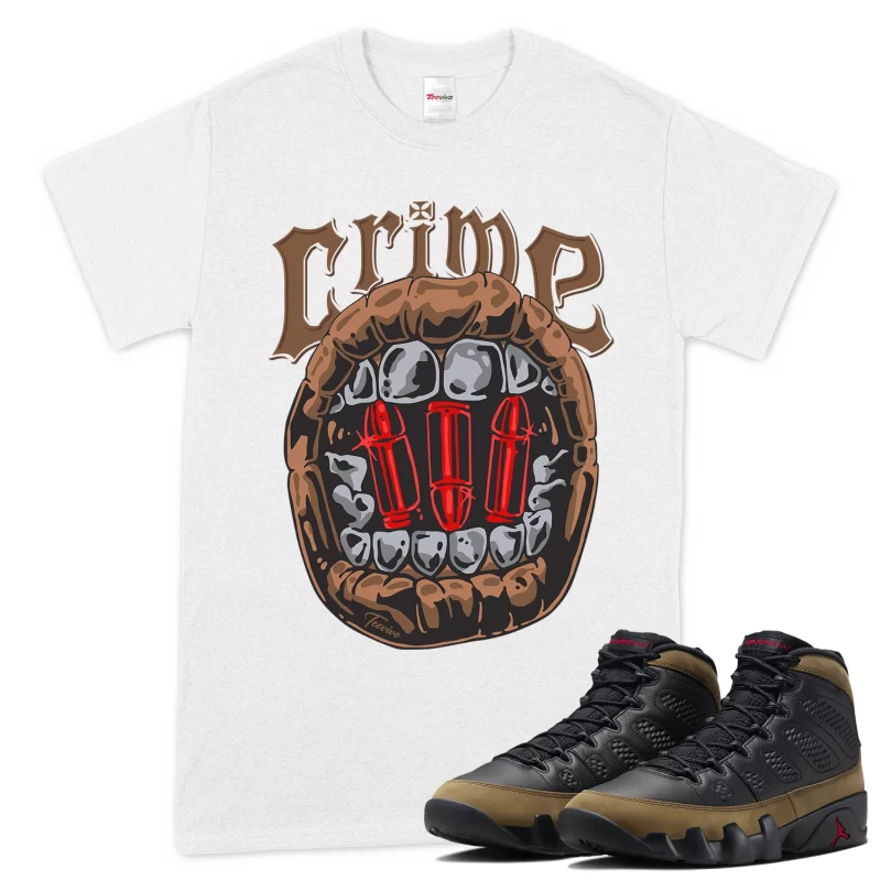 TeeVivo T-Shirt Match Air Jordan 9 Retro Olive Crime – Air Jordan 9 Shirt, AJ9 Shirt