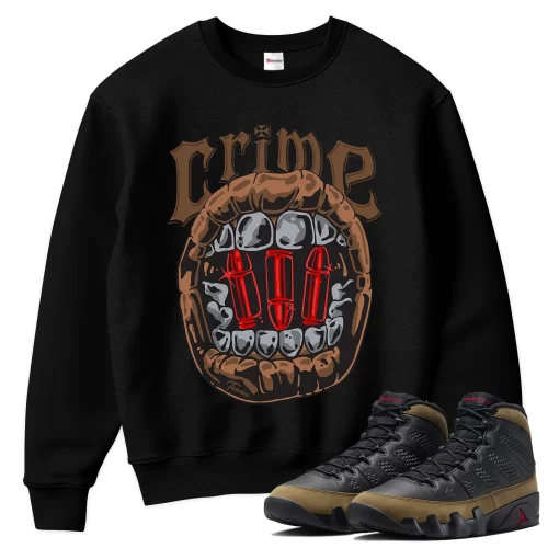 TeeVivo Sweatshirt Match Air Jordan 9 Retro Olive Crime – Air Jordan 9 Sweatshirt, AJ9 Sweatshirt