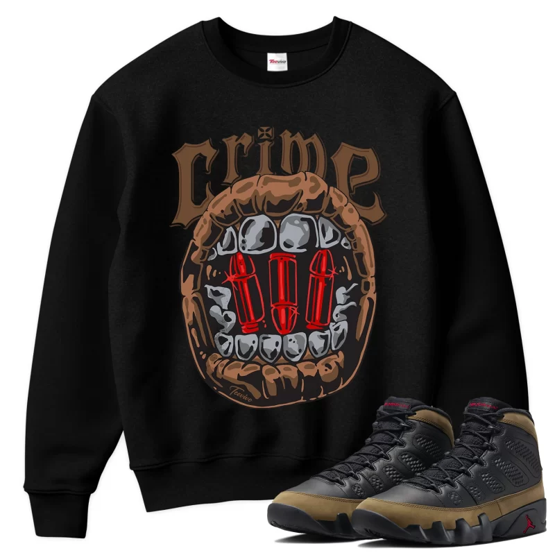 TeeVivo Sweatshirt Match Air Jordan 9 Retro Olive Crime – Air Jordan 9 Sweatshirt, AJ9 Sweatshirt