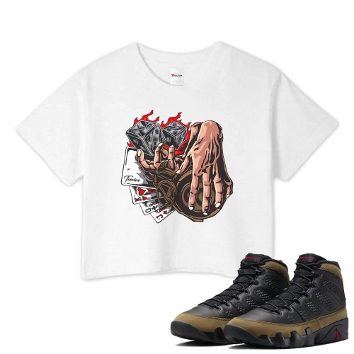 TeeVivo Crop Top Match Air Jordan 9 Retro Olive Gambling – Air Jordan 9 Crop Top, AJ9 Crop Top