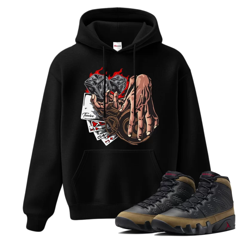 TeeVivo Hoodie Match Air Jordan 9 Retro Olive Gambling – Air Jordan 9 Hoodie, AJ9 Hoodie