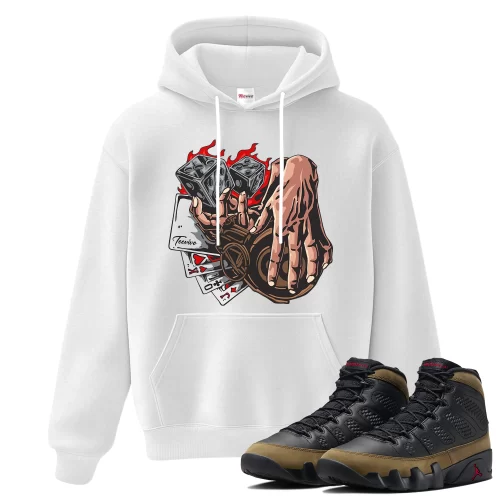 TeeVivo Hoodie Match Air Jordan 9 Retro Olive Gambling – Air Jordan 9 Hoodie, AJ9 Hoodie