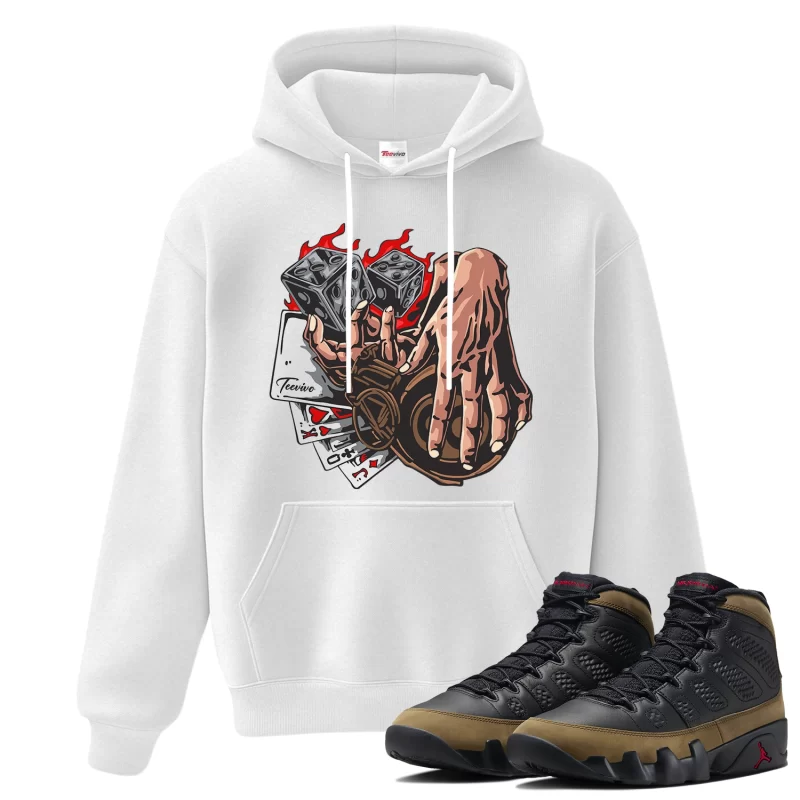 TeeVivo Hoodie Match Air Jordan 9 Retro Olive Gambling – Air Jordan 9 Hoodie, AJ9 Hoodie