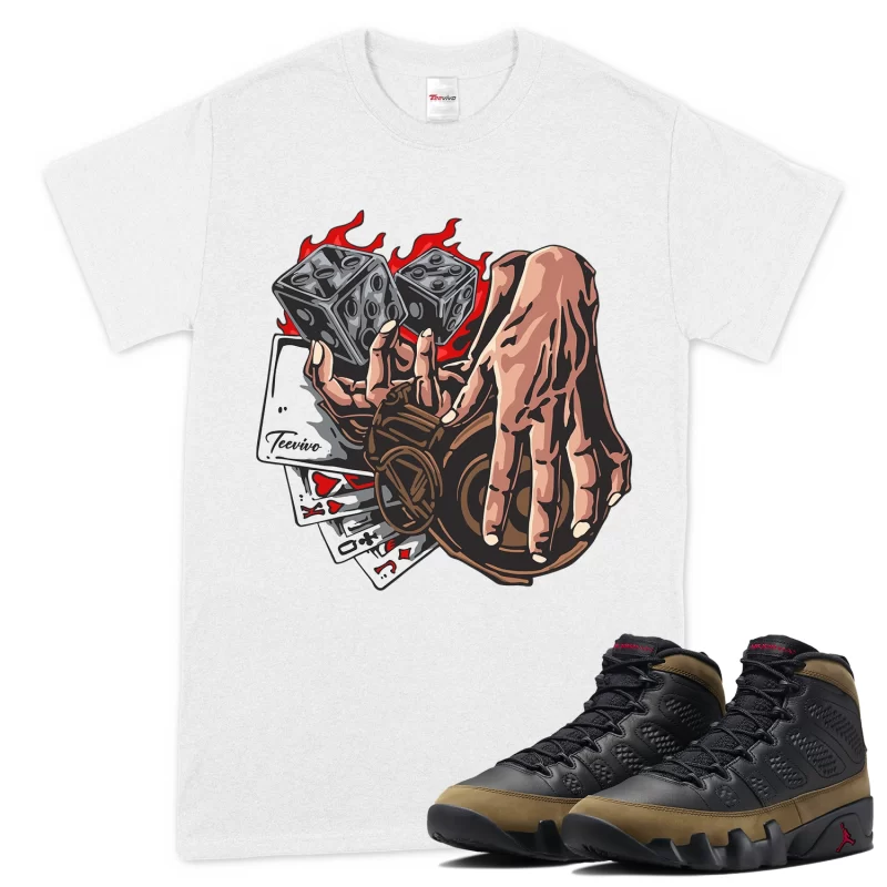 TeeVivo T-Shirt Match Air Jordan 9 Retro Olive Gambling – Air Jordan 9 Shirt, AJ9 Shirt