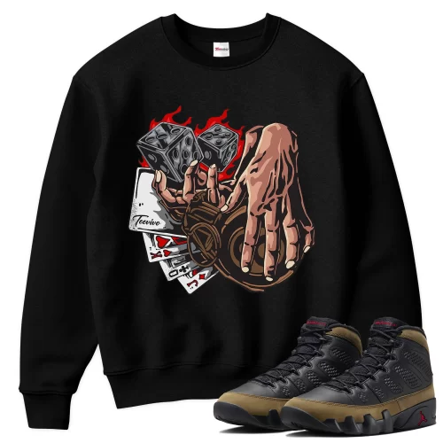 TeeVivo Sweatshirt Match Air Jordan 9 Retro Olive Gambling – Air Jordan 9 Sweatshirt, AJ9 Sweatshirt