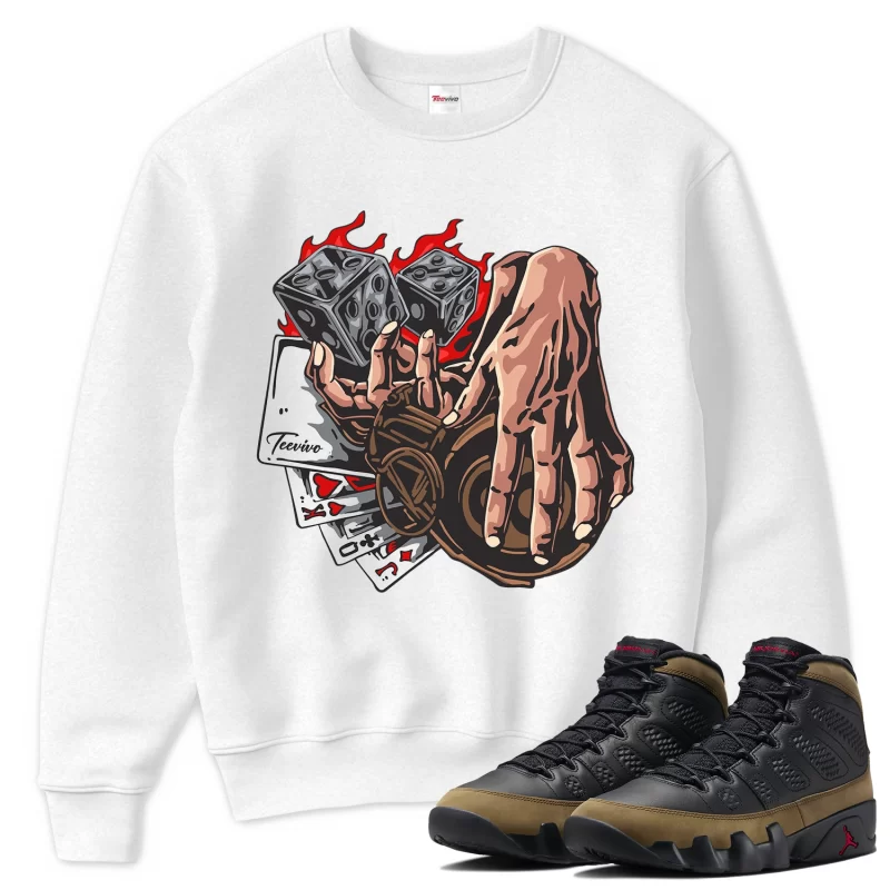 TeeVivo Sweatshirt Match Air Jordan 9 Retro Olive Gambling – Air Jordan 9 Sweatshirt, AJ9 Sweatshirt