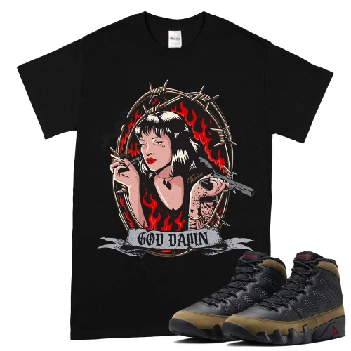 TeeVivo T-Shirt Match Air Jordan 9 Retro Olive God Daaamn – Air Jordan 9 Shirt, AJ9 Shirt