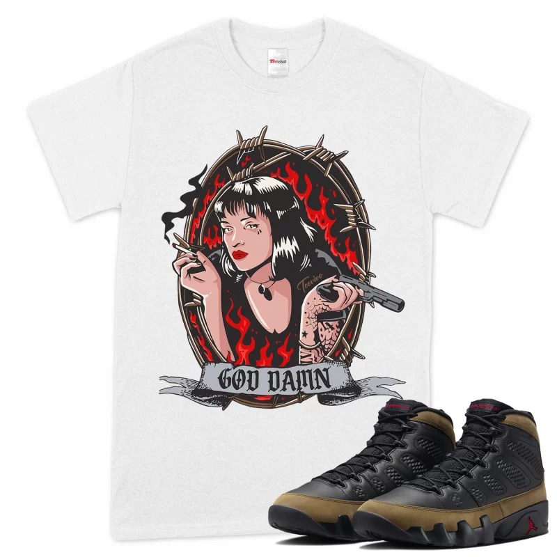 TeeVivo T-Shirt Match Air Jordan 9 Retro Olive God Daaamn – Air Jordan 9 Shirt, AJ9 Shirt