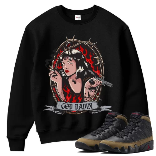 TeeVivo Sweatshirt Match Air Jordan 9 Retro Olive God Daaamn – Air Jordan 9 Sweatshirt, AJ9 Sweatshirt