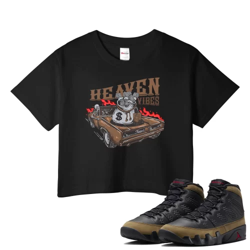 TeeVivo Crop Top Match Air Jordan 9 Retro Olive Heaven vibes – Air Jordan 9 Crop Top, AJ9 Crop Top