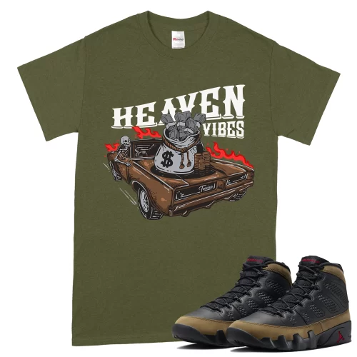TeeVivo T-Shirt Match Air Jordan 9 Retro Olive Heaven vibes – Air Jordan 9 Shirt, AJ9 Shirt