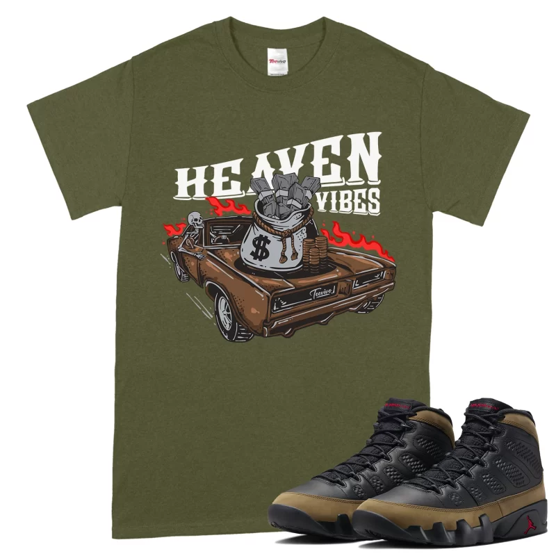 TeeVivo T-Shirt Match Air Jordan 9 Retro Olive Heaven vibes – Air Jordan 9 Shirt, AJ9 Shirt
