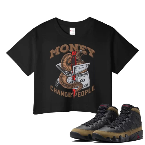 TeeVivo Crop Top Match Air Jordan 9 Retro Olive Money change people – Air Jordan 9 Crop Top, AJ9 Crop Top