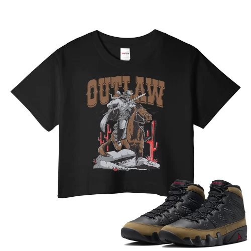 TeeVivo Crop Top Match Air Jordan 9 Retro Olive Outlaw – Air Jordan 9 Crop Top, AJ9 Crop Top