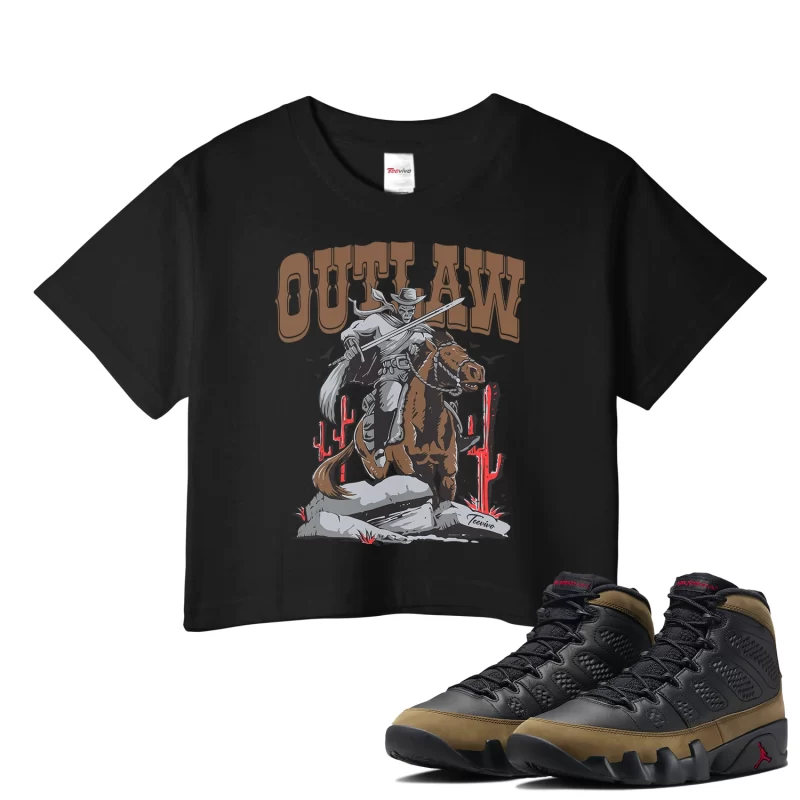 TeeVivo Crop Top Match Air Jordan 9 Retro Olive Outlaw – Air Jordan 9 Crop Top, AJ9 Crop Top