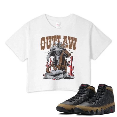 TeeVivo Crop Top Match Air Jordan 9 Retro Olive Outlaw – Air Jordan 9 Crop Top, AJ9 Crop Top