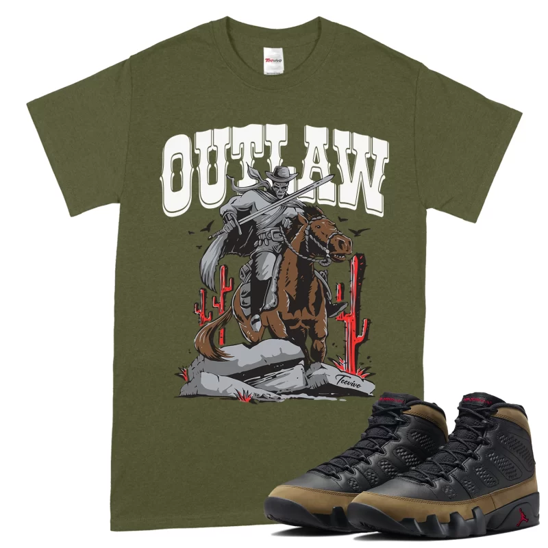 TeeVivo T-Shirt Match Air Jordan 9 Retro Olive Outlaw – Air Jordan 9 Shirt, AJ9 Shirt