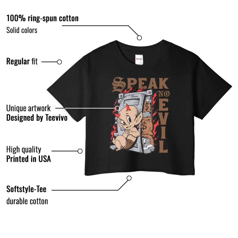 TeeVivo Crop Top Match Air Jordan 9 Retro Olive Speak no evil – Air Jordan 9 Crop Top, AJ9 Crop Top