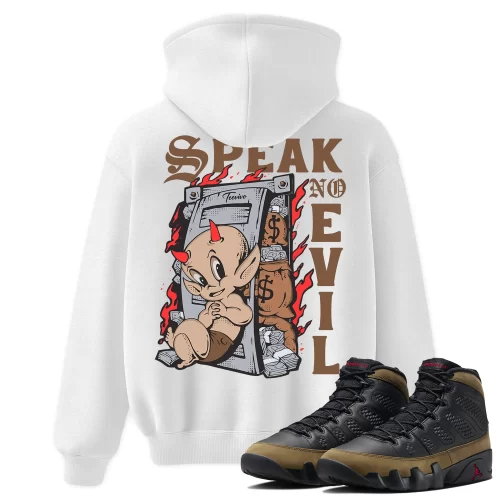 TeeVivo Hoodie Match Air Jordan 9 Retro Olive Speak no evil – Air Jordan 9 Hoodie, AJ9 Hoodie
