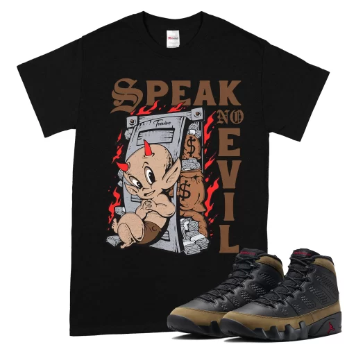 TeeVivo T-Shirt Match Air Jordan 9 Retro Olive Speak no evil – Air Jordan 9 Shirt, AJ9 Shirt