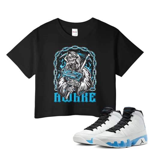 TeeVivo Crop Top Match Air Jordan 9 Retro Powder Blue Awake – Air Jordan 9 Crop Top, AJ9 Crop Top