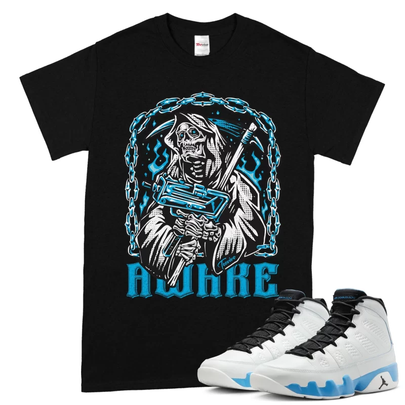 TeeVivo T-Shirt Match Air Jordan 9 Retro Powder Blue Awake – Air Jordan 9 Shirt, AJ9 Shirt