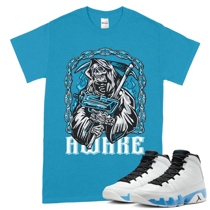 TeeVivo T-Shirt Match Air Jordan 9 Retro Powder Blue Awake – Air Jordan 9 Shirt, AJ9 Shirt
