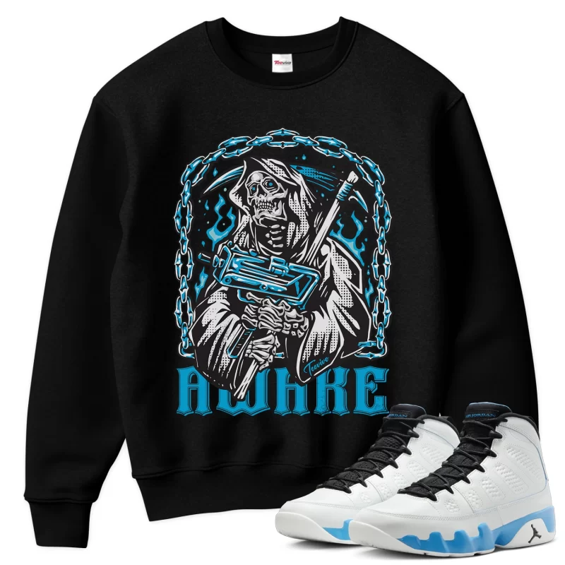 TeeVivo Sweatshirt Match Air Jordan 9 Retro Powder Blue Awake – Air Jordan 9 Sweatshirt, AJ9 Sweatshirt