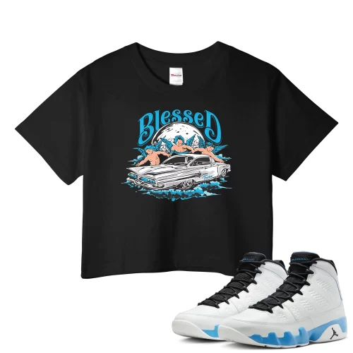 TeeVivo Crop Top Match Air Jordan 9 Retro Powder Blue Blessed – Air Jordan 9 Crop Top, AJ9 Crop Top