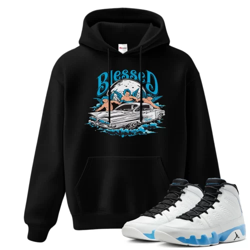 TeeVivo Hoodie Match Air Jordan 9 Retro Powder Blue Blessed – Air Jordan 9 Hoodie, AJ9 Hoodie