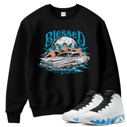 TeeVivo Sweatshirt Match Air Jordan 9 Retro Powder Blue Blessed – Air Jordan 9 Sweatshirt, AJ9 Sweatshirt