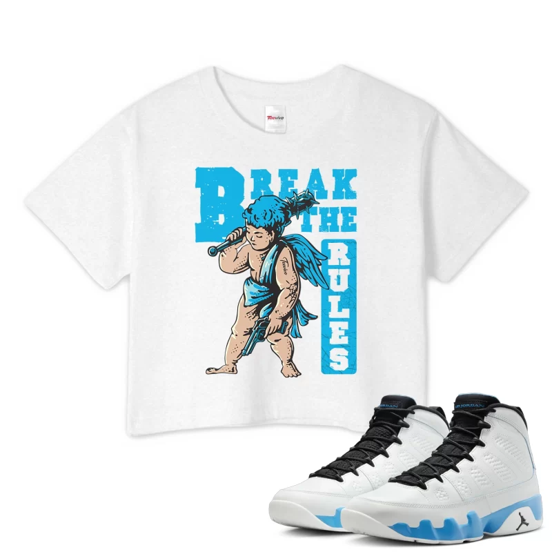 TeeVivo Crop Top Match Air Jordan 9 Retro Powder Blue Break the rules – Air Jordan 9 Crop Top, AJ9 Crop Top