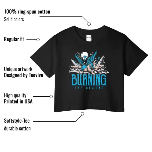 TeeVivo Crop Top Match Air Jordan 9 Retro Powder Blue Burning the ground – Air Jordan 9 Crop Top, AJ9 Crop Top