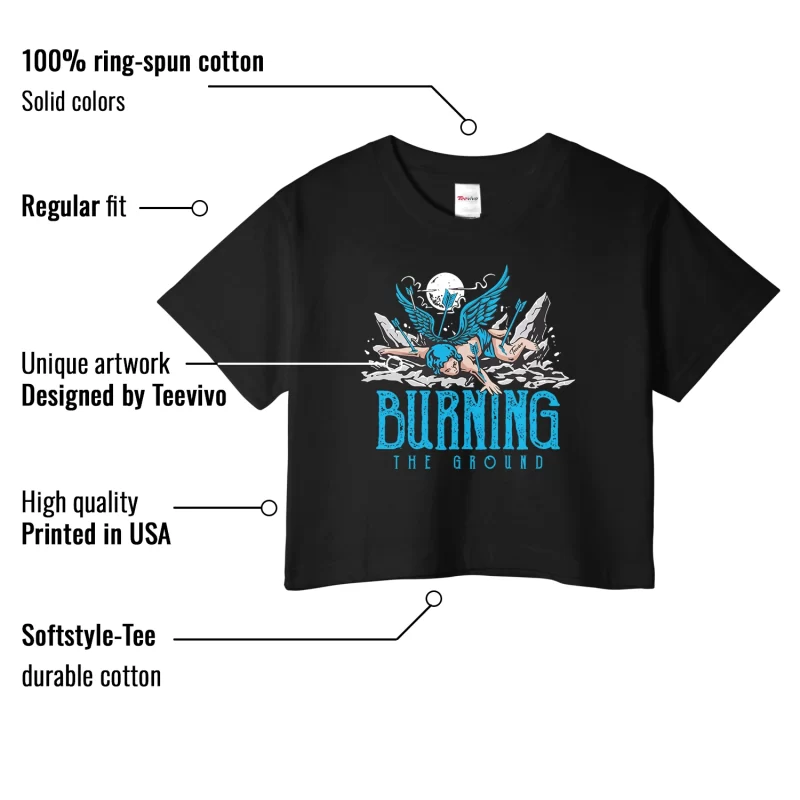TeeVivo Crop Top Match Air Jordan 9 Retro Powder Blue Burning the ground – Air Jordan 9 Crop Top, AJ9 Crop Top