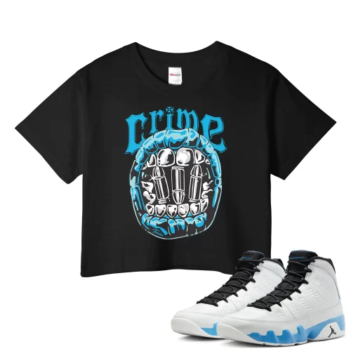 TeeVivo Crop Top Match Air Jordan 9 Retro Powder Blue Crime – Air Jordan 9 Crop Top, AJ9 Crop Top