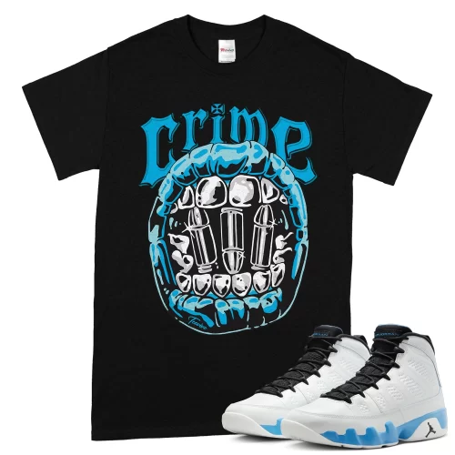 TeeVivo T-Shirt Match Air Jordan 9 Retro Powder Blue Crime – Air Jordan 9 Shirt, AJ9 Shirt