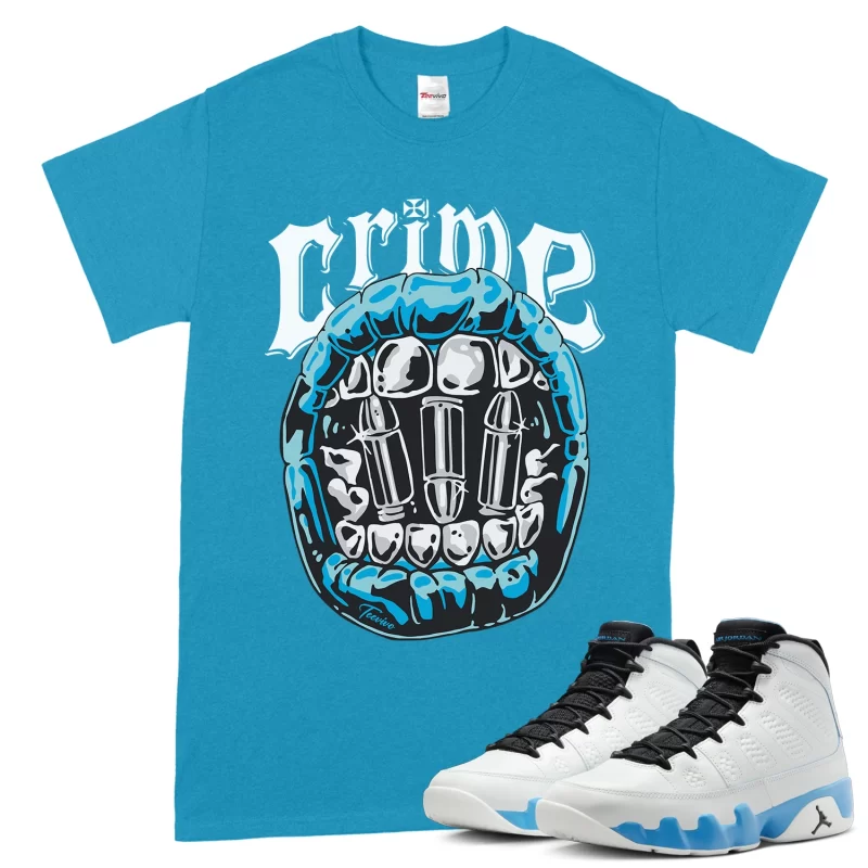 TeeVivo T-Shirt Match Air Jordan 9 Retro Powder Blue Crime – Air Jordan 9 Shirt, AJ9 Shirt