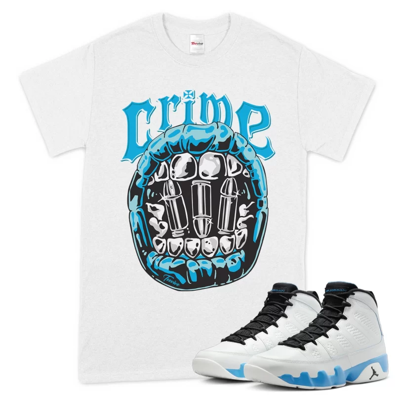 TeeVivo T-Shirt Match Air Jordan 9 Retro Powder Blue Crime – Air Jordan 9 Shirt, AJ9 Shirt