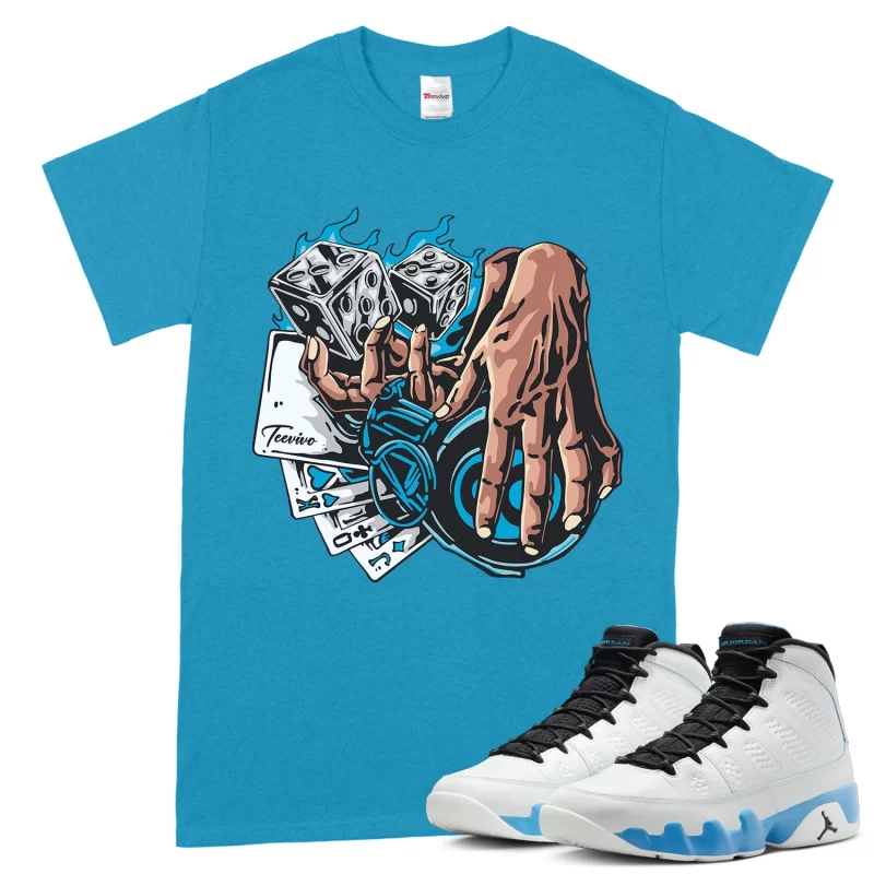 TeeVivo T-Shirt Match Air Jordan 9 Retro Powder Blue Gambling – Air Jordan 9 Shirt, AJ9 Shirt