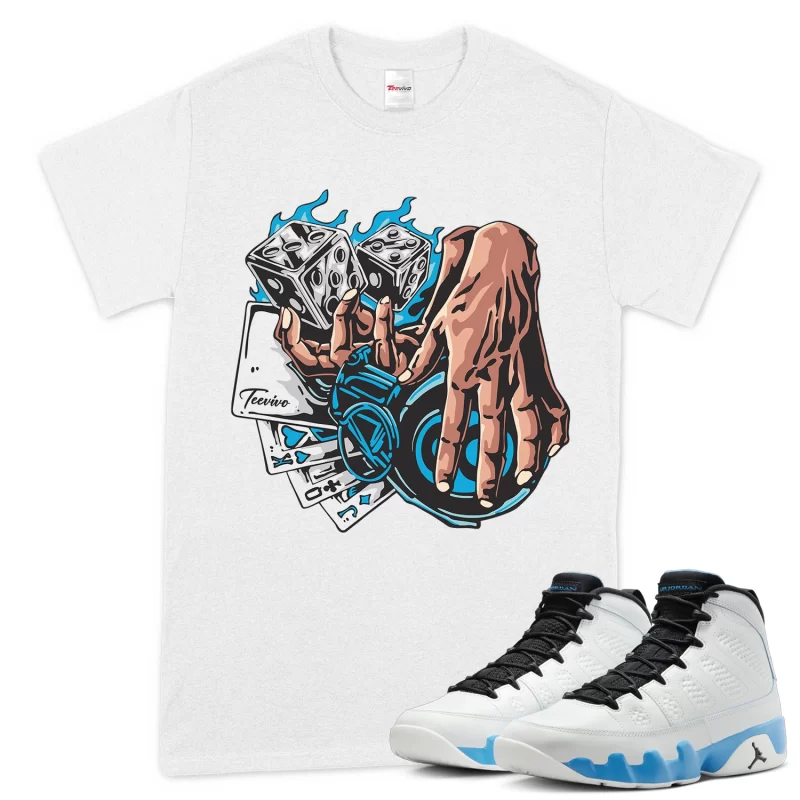 TeeVivo T-Shirt Match Air Jordan 9 Retro Powder Blue Gambling – Air Jordan 9 Shirt, AJ9 Shirt