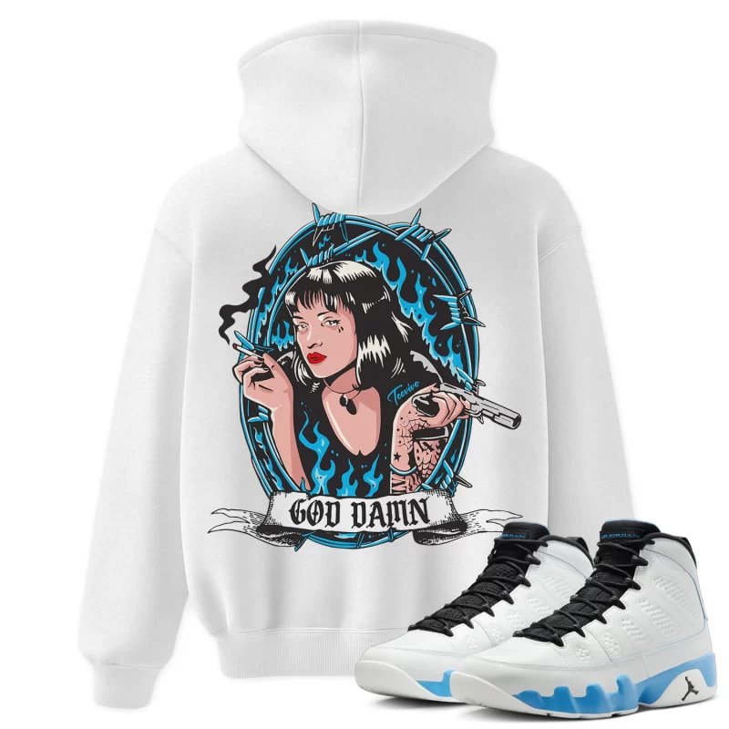 TeeVivo Hoodie Match Air Jordan 9 Retro Powder Blue God Daaamn – Air Jordan 9 Hoodie, AJ9 Hoodie