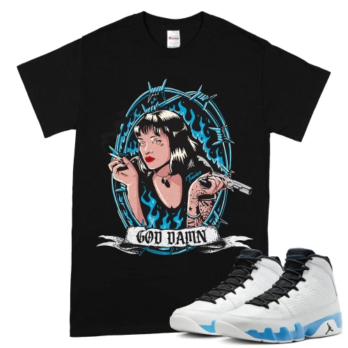 TeeVivo T-Shirt Match Air Jordan 9 Retro Powder Blue God Daaamn – Air Jordan 9 Shirt, AJ9 Shirt